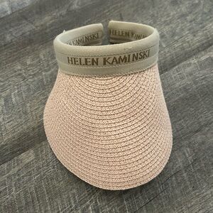 Blush Pink Woven Straw Visor with Cream Trim